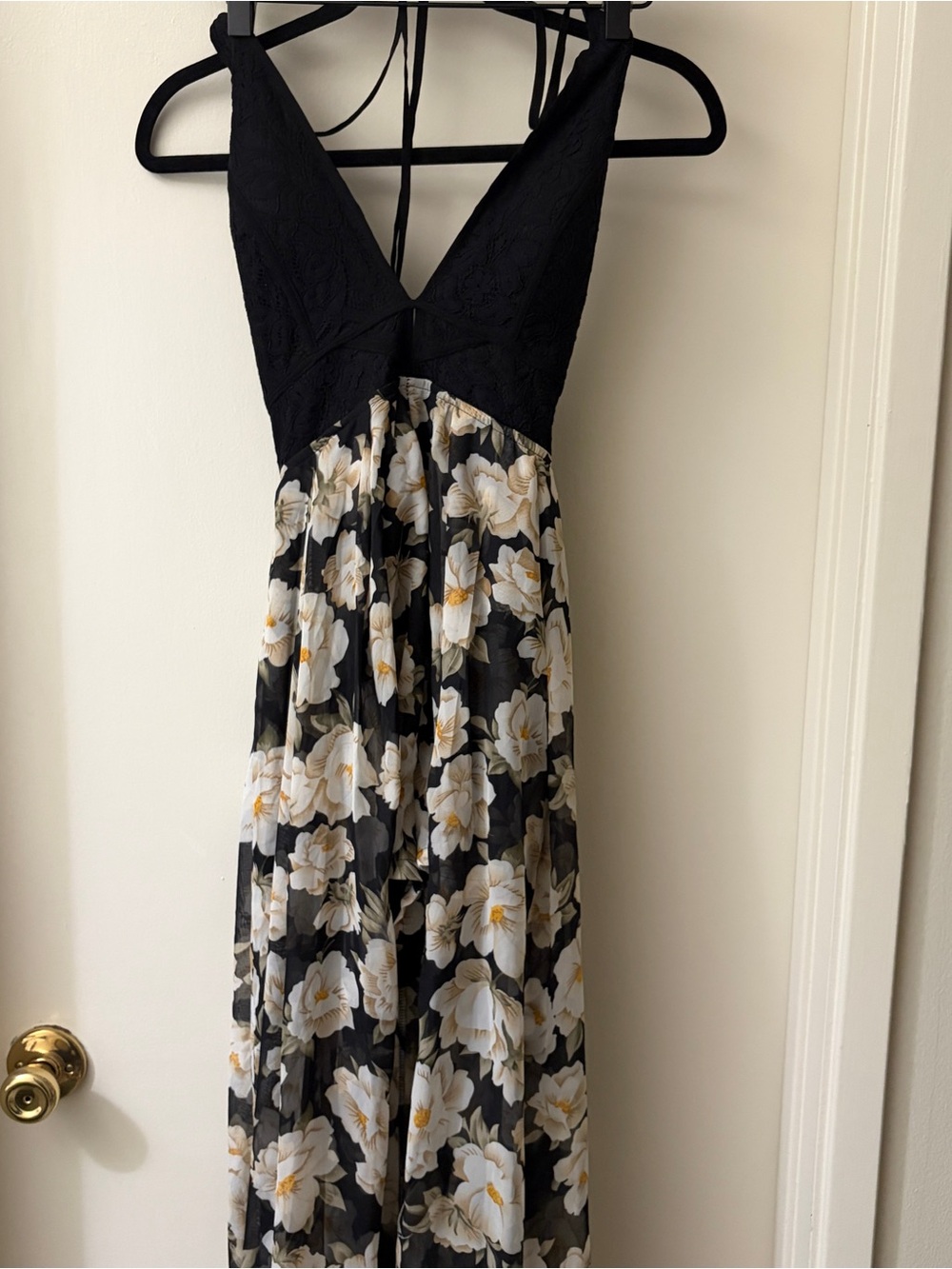 Love Culture Black Floral Romper with White Blossoms